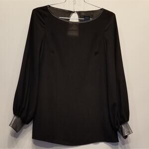 Kardashian Kollection Black Tunic Top Long‎ Sleeve Round Neck Cut Out Women Sz M